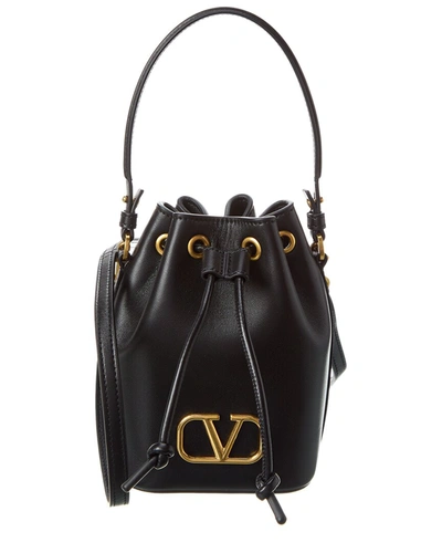 Valentino Garavani Vlogo Signature Mini Leather Bucket Bag In Black
