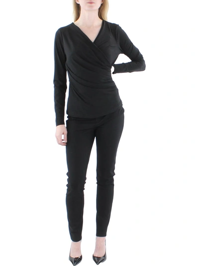 Calvin Klein Womens Knit Long Sleeves Blouse In Black