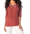 Shop French Kyss Valentina Nautical Hoodie In Rust/white In Multi