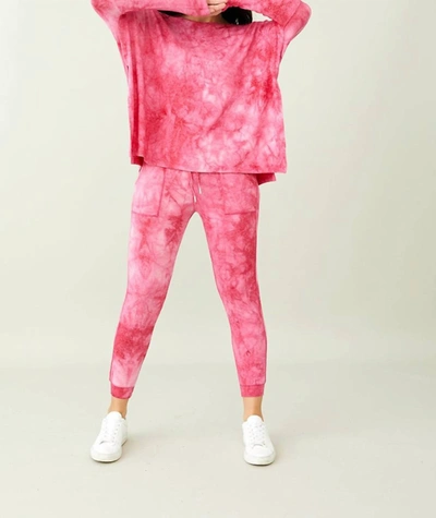 French Kyss Soft Stretch Tie Dye Jogger In Candy In Pink