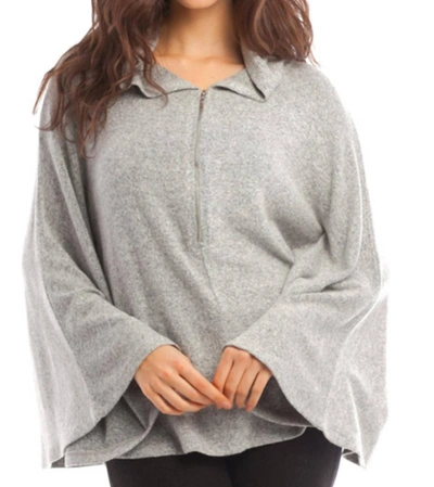 French Kyss Sophia Kashmira Hooded Poncho In Gray In Grey