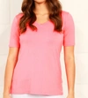 FRENCH KYSS SHORT SLEEVE V-NECK T SHIRT IN CORAL