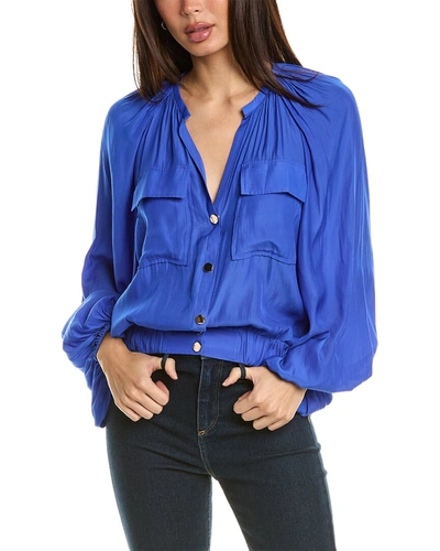 Ramy Brook Heaven Button-down Blouse In Blue