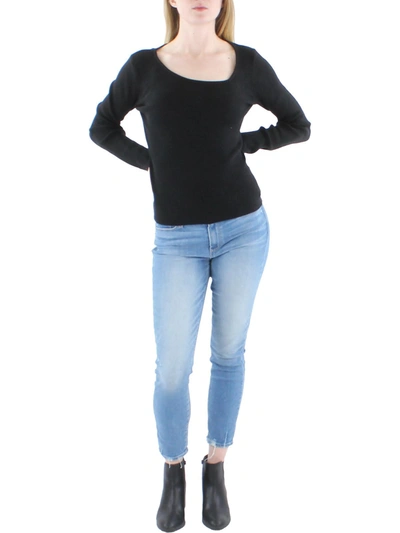 Lea & Viola Womens Ribbed Knit Blouse In Black