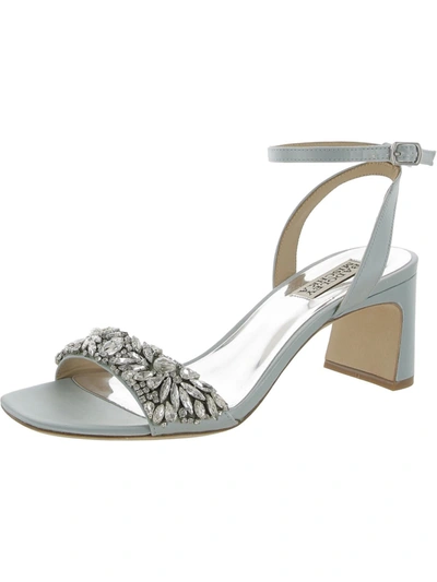 Badgley Mischka Marsha Womens Leather Slip On Heels In Silver