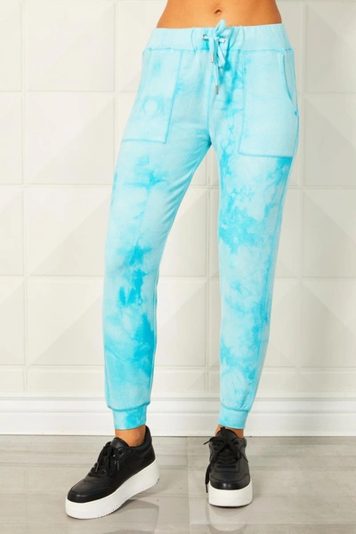French Kyss Soft Stretch Tie Dye Jogger In Surf In Blue