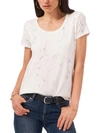 VINCE CAMUTO WOMENS MARBLE PRINT SCOOP NECK T-SHIRT