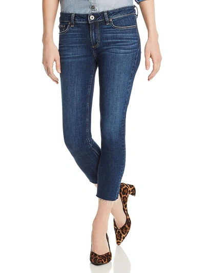 Paige Womens Mid Rise Cropped Skinny Jeans In Blue