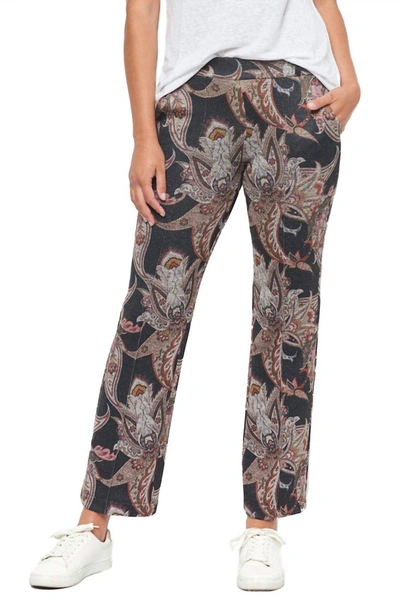 Vilagallo Carla Knit Paisley Cropped Pant In Black Multi