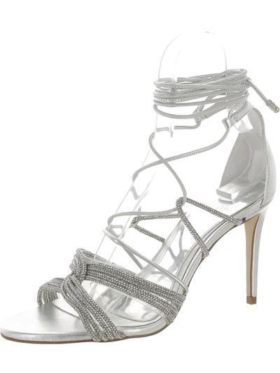 Vince Camuto Aimery Womens Leather Ankle Strap Heels In Silver