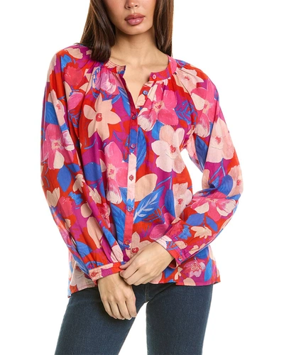 Johnny Was Giverney Gardens Raglan Poet Blouse In Pink