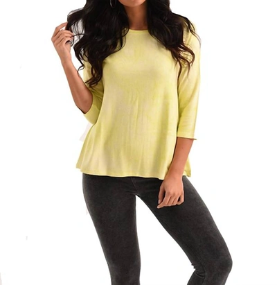 French Kyss Willow 3/4 Tie Dye Kashmira Top In Yellow