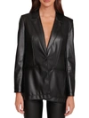 STAUD MADDEN WOMENS FAUX LEATHER OFFICE ONE-BUTTON BLAZER
