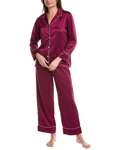 Natori Essential Notch Pajama Set In Red