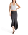Steve Madden Lucille Asymmetric Satin Skirt In Black