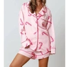 PEACH LOVE CANDY CANE PATTERN PJ TOP IN PINK
