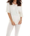 FRENCH KYSS STELLA KASHMIRA SHORT SLEEVE HOODIE IN BEIGE