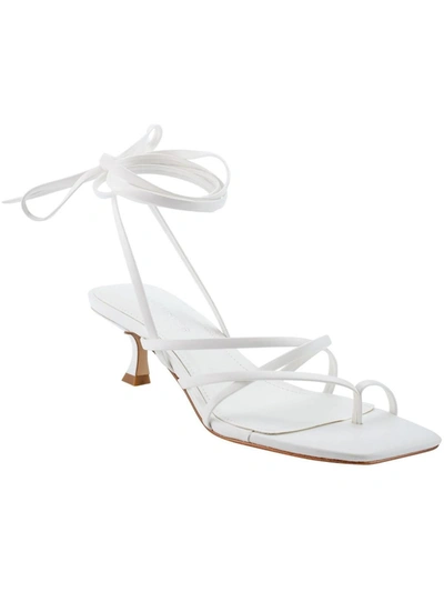 Marc Fisher Headway Womens Faux Leather Strappy Heels In White