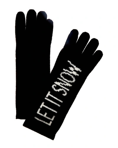 Hannah Rose Let It Snow Cashmere Gloves In Black