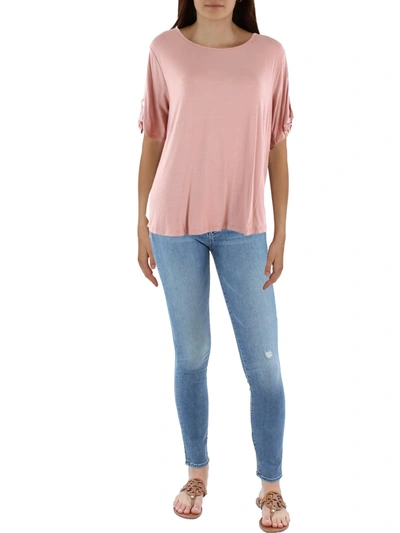 Coin 1804 Plus Womens Slub Knit Blouse In Pink