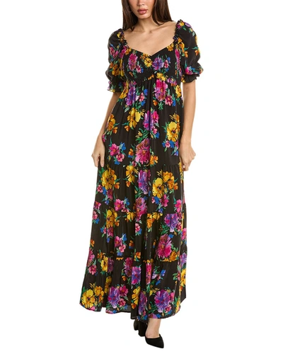 Johnny Was Poppy Smocked Floral-print Tiered Maxi Dress In Black