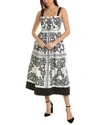 Johnny Was Mel Embroidered Square-neck Midi Dress In White