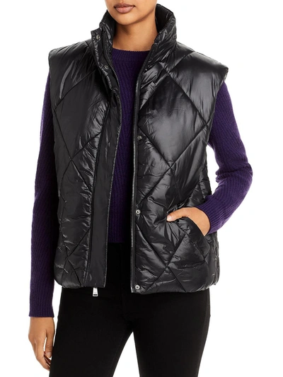 Andrew Marc Womens Quilted Sleeveless Vest In Black