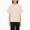 BURBERRY BEIGE CREW-NECK T-SHIRT WITH LOGO