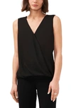 Halogen Surplice Sleeveless Top In Rich Black