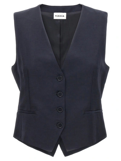 P.a.r.o.s.h. Single-breasted Vest In Blue