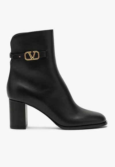 Valentino Garavani Garavani Vlogo Signature Leather Boots In Black