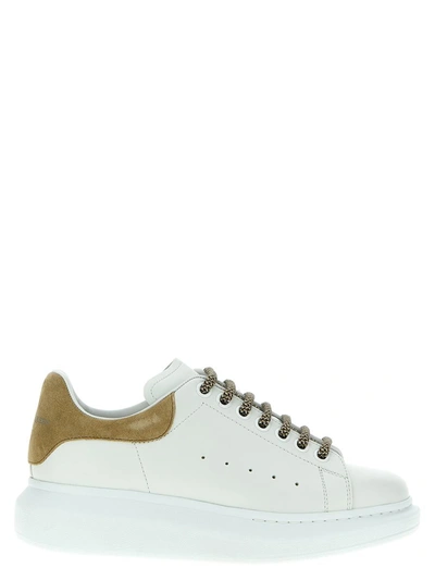 Alexander Mcqueen Oversized Leather Sneakers With Contrasting Back Design In Beige