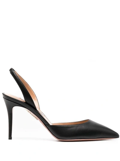 Aquazzura Pointed-toe 90mm Slingback Sandals In Black
