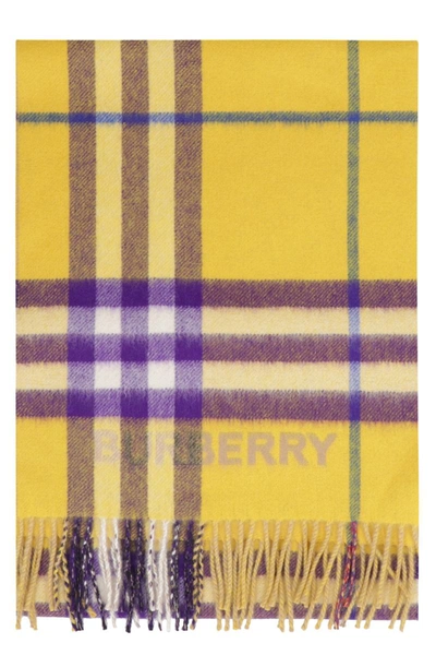 Burberry Cashmere Scarf In Yellow