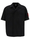 44 Label Group Black Bowling Shirt With Logo Patch In Cotton Denim Man In Black