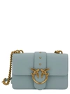 PINKO 'MINI LOVE BAG ICON' LIGHT BLUE SHOULDER BAG WITH LOGO PATCH IN SMOOTH LEATHER WOMAN