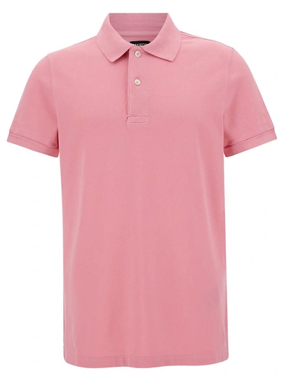 TOM FORD PINK SHORT-SLEEVES POLO IN COTTON PIQUET JERSEY MAN