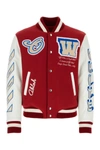 OFF-WHITE OFF WHITE MAN TWO-TONE WOOL BLEND BOMBER JACKET