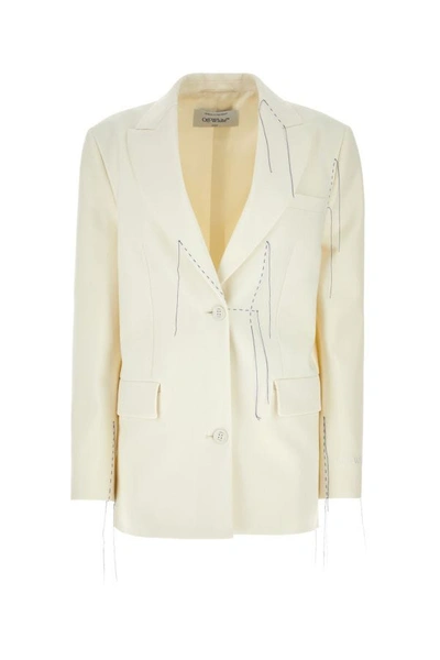 OFF-WHITE OFF WHITE WOMAN IVORY JERSEY BLAZER