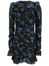 ROTATE BIRGER CHRISTENSEN MINI BLACK DRESS WITH CUT-OUT AND POLKA-DOTS AND ROSE PRINT IN VISCOSE WOMAN