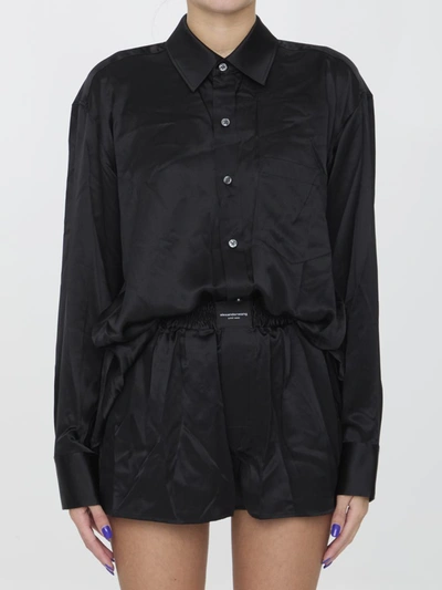 Alexander Wang Short Romper In Silk In Black