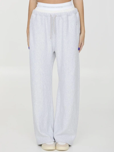 Alexander Wang Wide Leg Sweatpant With Exposed Brief In Grey