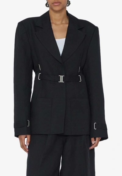 Remain Leather Panelled Blazer In Black