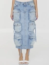 Attico Cargo Denim Skirt In Blue