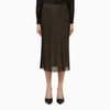 Vince Black And Beige Viscose Midi Skirt In Black