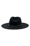 Marcus Adler Chain Trim Wool Blend Panama Hat In Black