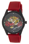 I TOUCH X ED HARDY SILICONE STRAP WATCH, 40MM