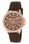 I Touch Crystal Skull Silicone Strap Watch, 38mm X 44mm In Matte Brown
