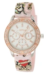 I Touch Ed Hardy Crystal Skull Silicone Strap Watch, 38mm X 44mm In Matte Pink