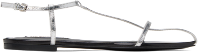 Jil Sander Silver Pointed Toe Sandals In 042 Silver Moon